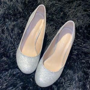 Silver glitter heels